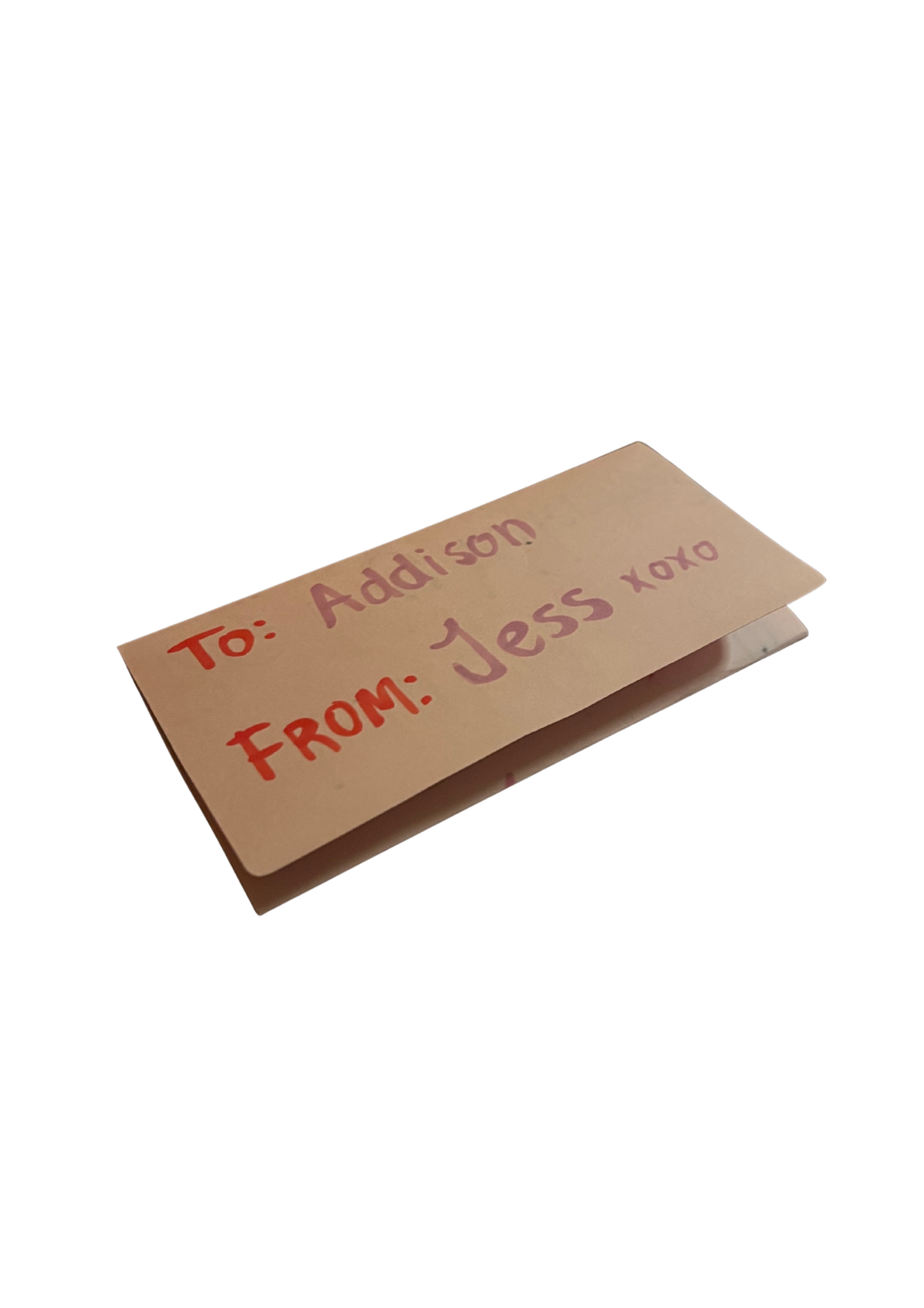 Folded note to Addison